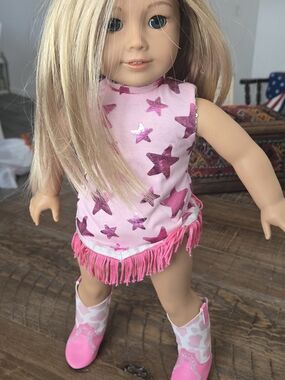 American Girl Doll Truly Me #100 Blonde Blue Eyes - Glam Pink Cowgirl Outfit